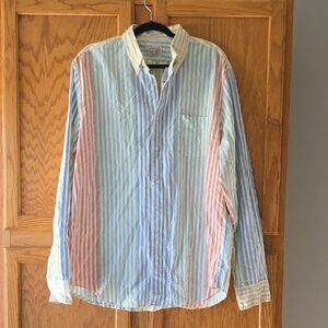 J. Crew Pastel Multi-Stripe Button-Down Shirt in Blue, Green, Coral & Cream